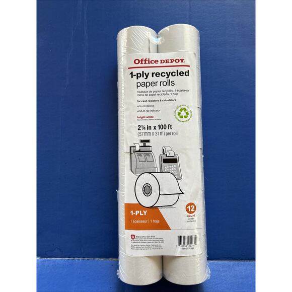 Office Depot 1-ply Paper Rolls 2 1/4” X 130’ 12 Count - Picture 1 of 6